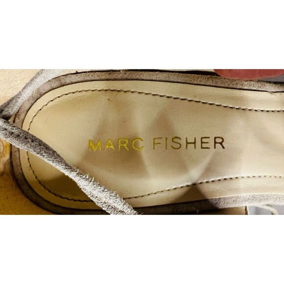 Marc Fisher Beige Suede Leg Wrap Lace Up Peep Toe Heels Women Size 7 - Picture 4 of 10